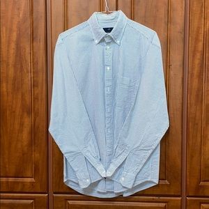 Z Zegna sport blue and white seersucker shirt.